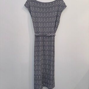 Tory Burch Large Belted Navy and White Dress
